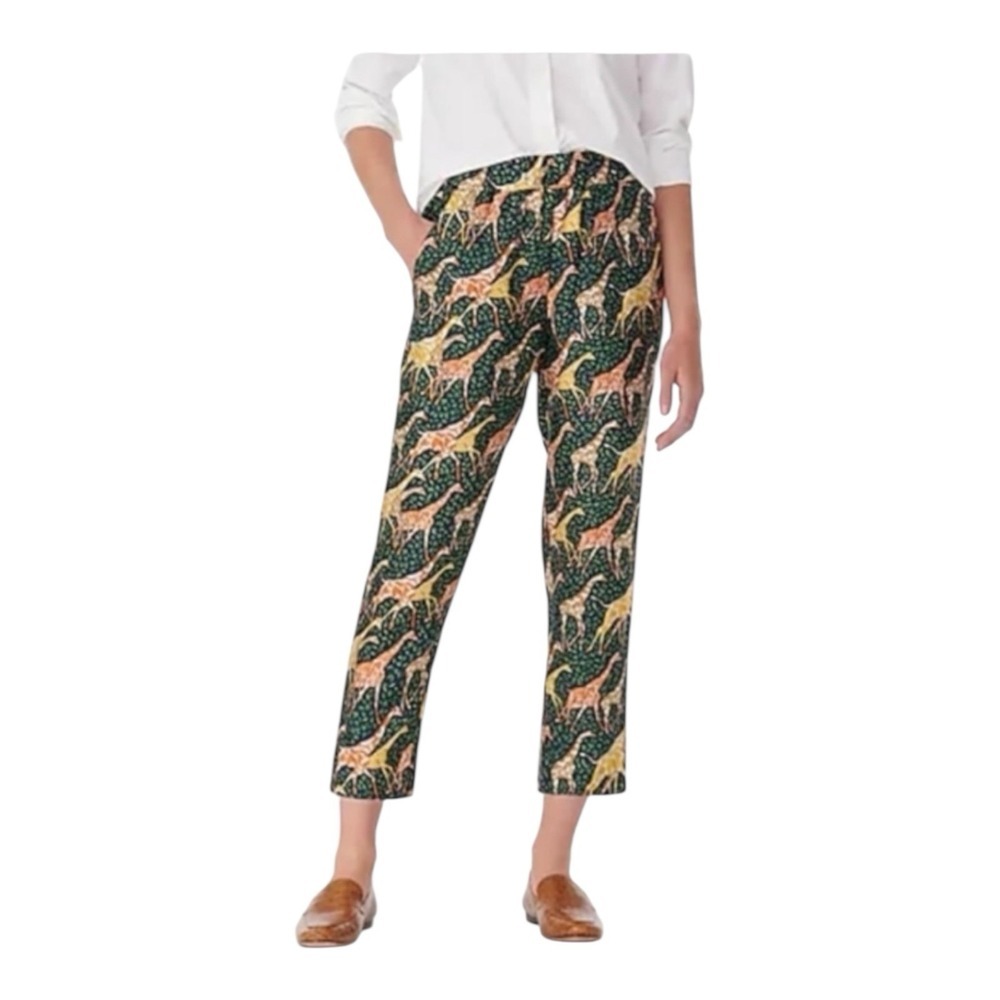 J CREW Women  Pull On‎ SilkTwill Pant in Giraffes Print Size S/M
